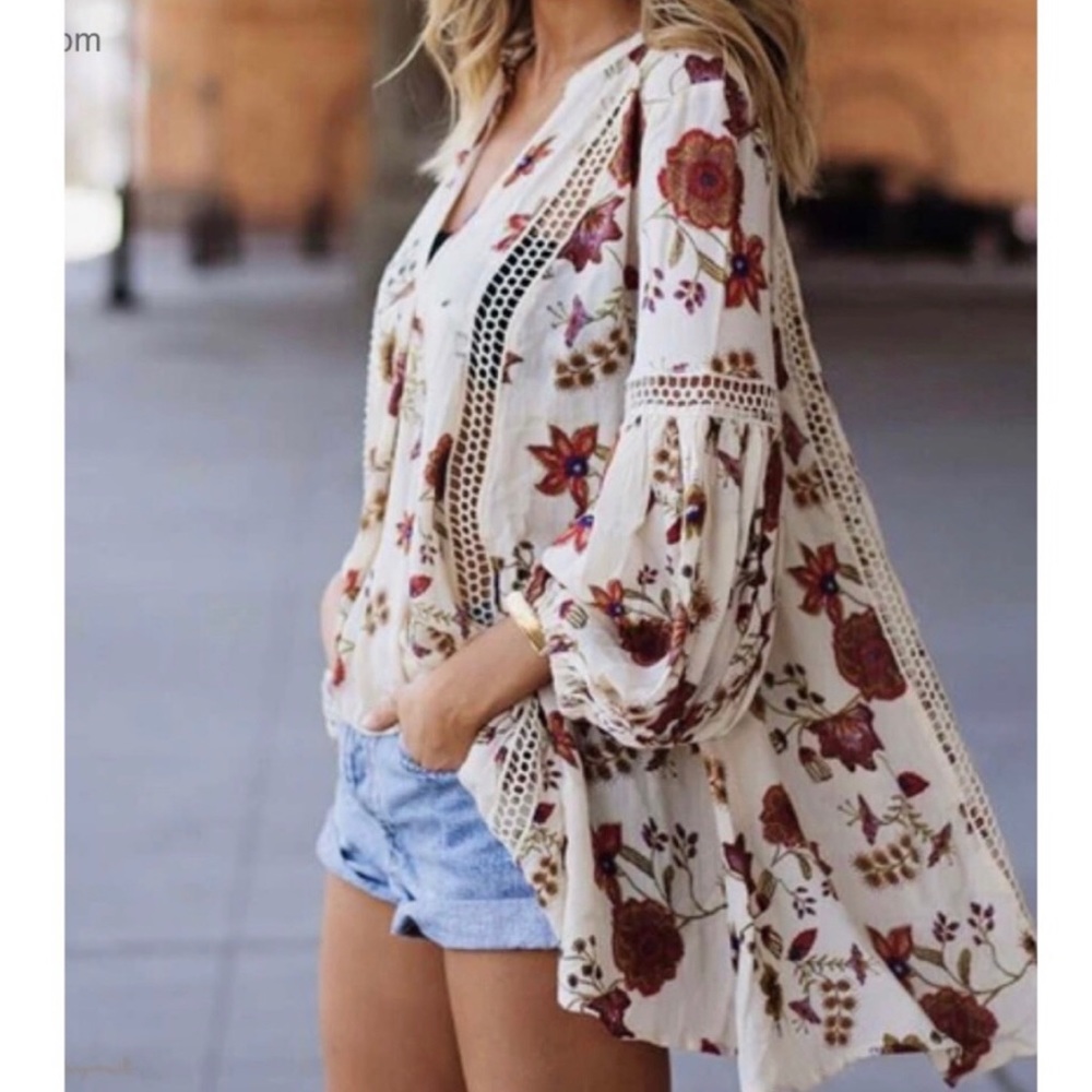 Max Jeans Floral Blouse NWT